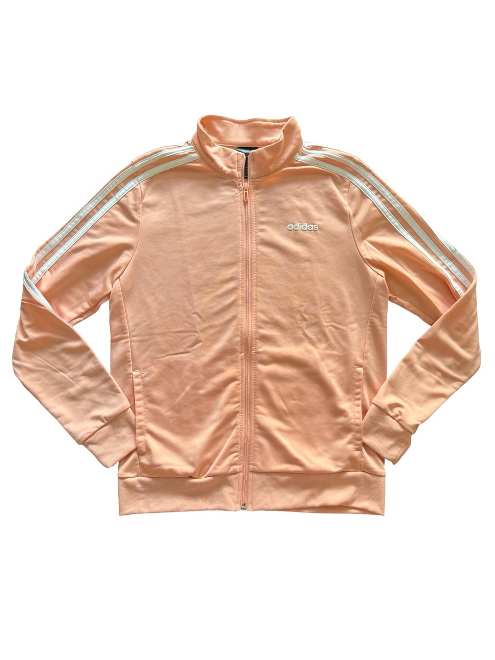 Women’s Adidas Peach Zip-Up Jacket with signature 3 White Stripes,Size M